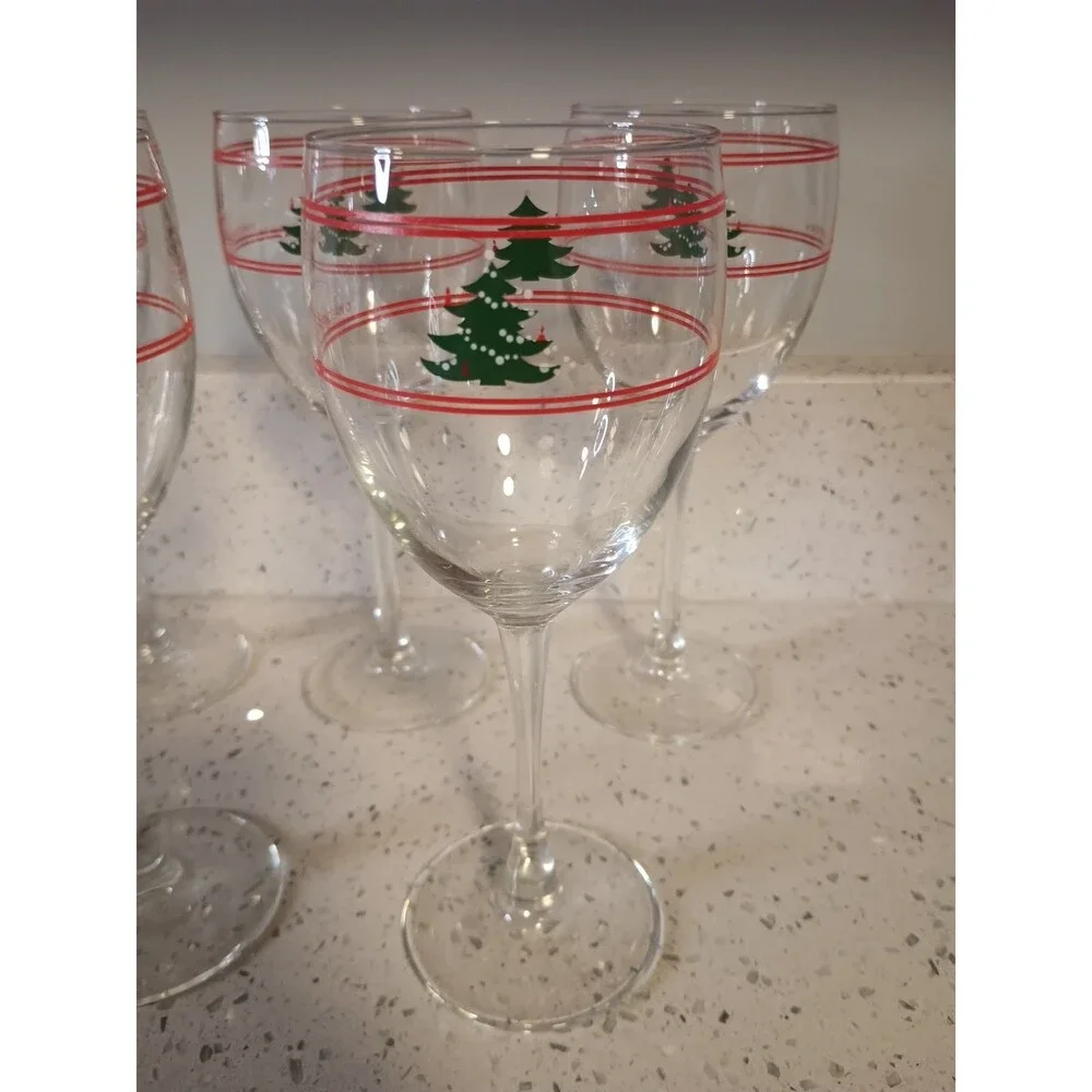 5 Waechtersbach Christmas Tree Wine Glasses Goblet 7 7/8